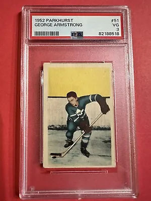 1952 Parkhurst #51 George Armstrong PSA 3 Rookie Rc • $620.23