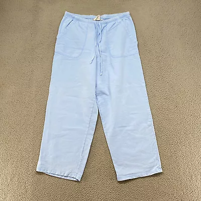 Hot Cotton Pants Womens Medium Sweatpants Wide Leg Lounge Blue Pockets Marc Ware • $19.95