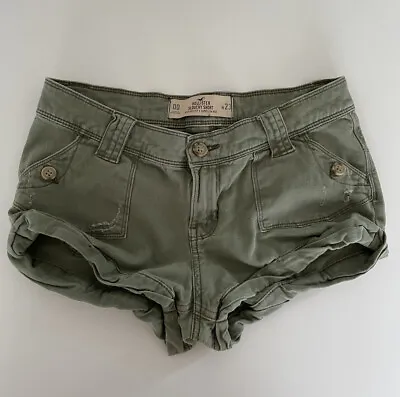 £17.99 • Buy Hollister Khaki Green Distressed Short Denim Stretch Shorts Size 00/W23