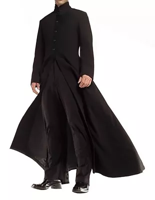 Matrix Neo Cotton Coat Keanu Reeves Black Cotton Trench Gothic Jacket • $94.59