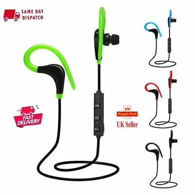 Wireless Bluetooth Earphones Headphones Sweatproof Sports Gym Running Ear Hook • £4.74