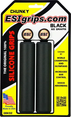 ESI Chunky Mountain Silicone Handlebar Grips 130mm BLACK Mtb Mtn Bike • $18.99