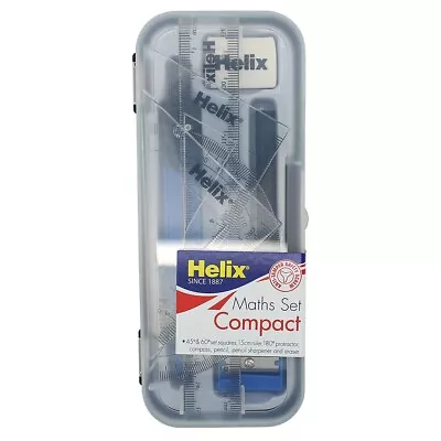 Helix Compact Maths Geometry Set With Compass Ruler Protractor Squares Sharpner • £4.49