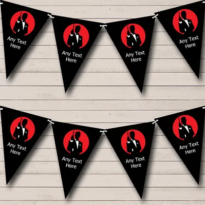 Party Banner Bunting James Bond Red Black Personalised Carnival Fete Street • £8.95