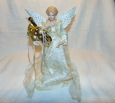 Vintage ANGEL Christmas Tree Topper Decoration 11 In Porcelain Face   • $10