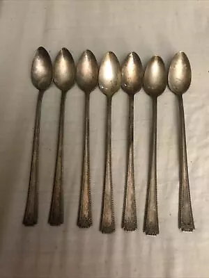 Vintage 7 National Silver Co. NSC Ice Tea SPOONS EPNS ” Silverplate Silverware • $25