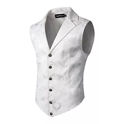 Men's Suit Vest Waistcoat Coat Sleeveless Jackets Casual Stage Costume Fashion @ • $28.71