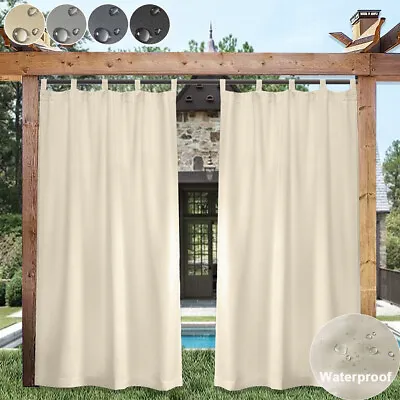 £18.59 • Buy Outdoor Pergola Thermal Blackout Curtains Tab Top Waterproof Garden Patio Drapes
