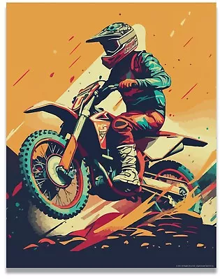 Motocross 11x14 Decorative Poster | Dynamic Dirt Bike Wall Art | Exciting Design • $9.95