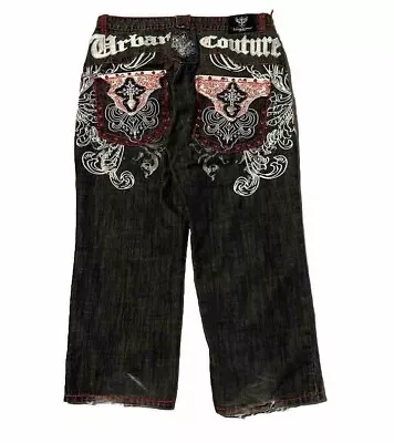 Rare Victorious Urban Couture Y2k Emo Mallgoth Baggy Pinkman Jeans Embroidered • $350