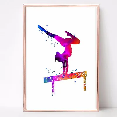 Gymnastics Print Dance Watercolor A4  Wall Art Picture Gift 88 Unframed • £3.85