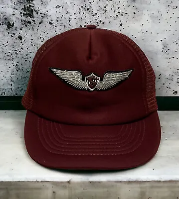 Vintage Aviator Wings Military Trucker Mesh Snap Back Hat  Size M/L • $9.97