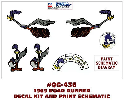 $53.95 • Buy XP QG-436 1969 PLYMOUTH ROAD RUNNER - MULTI DECAL SET & PAINT SCHEMATIC - 6 Pcs