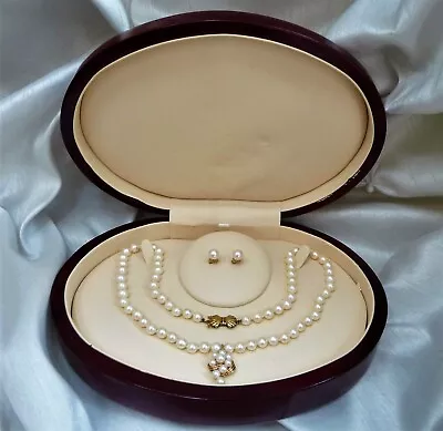 Luxurious $3500 Mikimoto Blue Lagoon 14k 585 Pearl Necklace Pendant Earrings Set • $2500