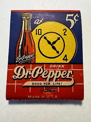 DR. PEPPER Drink / Soda Pop / Advertising Matchbook Unstruck • $19.99