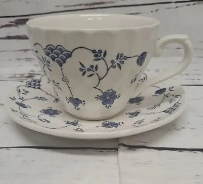 Vintage 1982 Myott Finlandia Cup And Saucer Staffordshire England Blue & White • $7.99