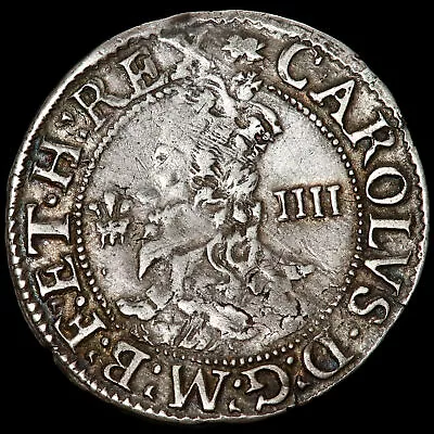 Charles I 1625-49. Groat (Fourpence) Mm. Book 1638-42. Aberystwyth Mint. • £350