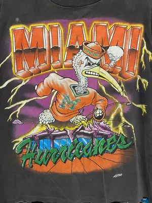 Vintage 90s Miami Hurricanes Capitol Graphic Shirt PC1845 • $21.99