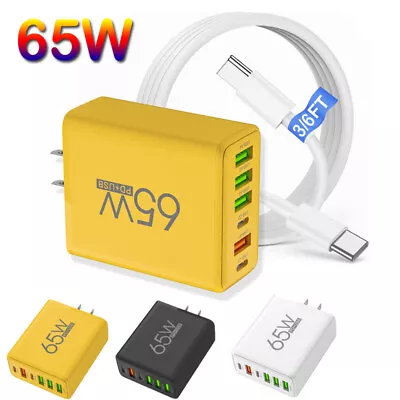 65W Multi-Port Fast USB C Wall Charger US Block For Motorola Moto G Play G Power • $9.99