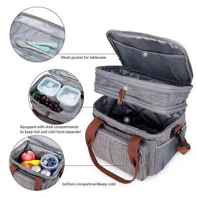 Insulated Lunch Bag For Men Women Heavy Duty With Adjustable Shoulder Strap • £20.45