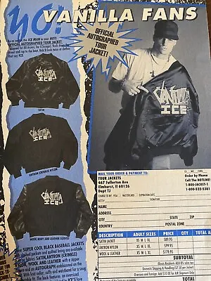 Vanilla Ice Tour Jacket Full Page Vintage Print Ad • $1.99