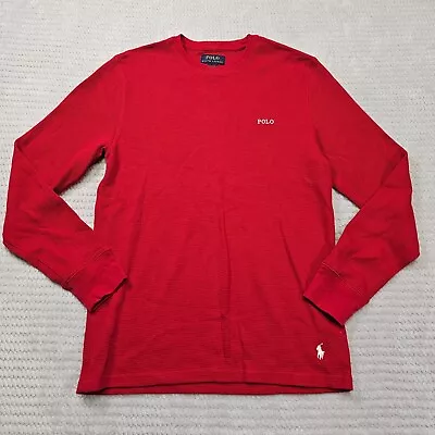 Men's Polo Red Thermal Long Sleeve Size Medium • $14.99