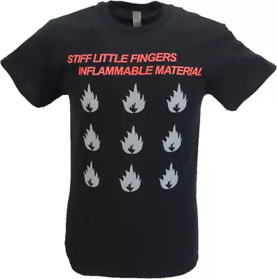 Mens Black Official Stiff Little Fingers Inflammable Material T Shirt • £17.99