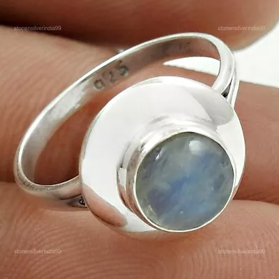 Natural Rainbow Moonstone Solitaire Vintage Ring Size 6.5 925 Silver Z72 • $14.67