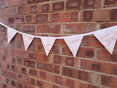 Handmade Oilcloth PVC Outdoor Or Indoor Bunting Blush Pink Granite Affect  • £6.50