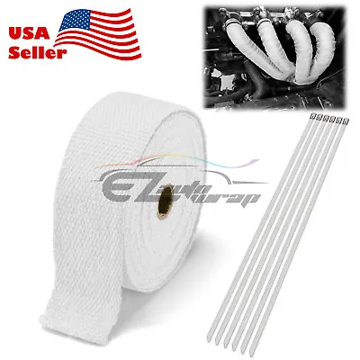 White Exhaust Pipe Insulation Thermal Heat Wrap 2 X50' Motorcycle Header • $18.46