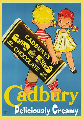 Vintage Poster Cadburys Chocolate Advert 1960s Retro Advert Blue ART Print A3 A4 • £5.99