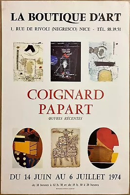 Poster Original 'Coignard Papart' The Boutique D'Art - Nice- 1974- • $53.72