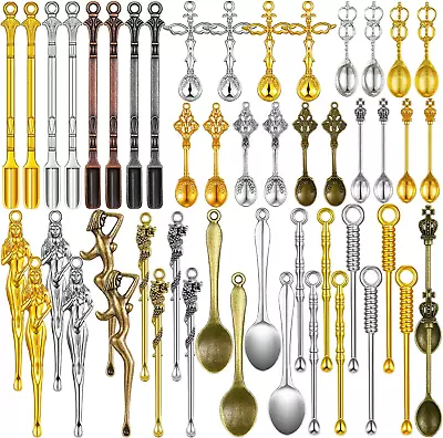 50 Pcs Mini Spoons Micro Mini Shovel Spoon Tableware Charms Alloy Tiny Spoon For • $24.31