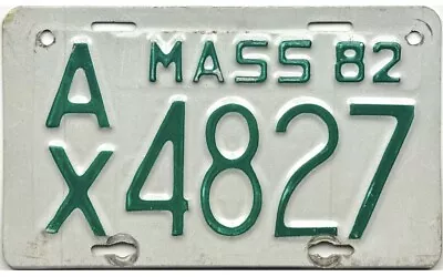 *99 CENT SALE*  1982 Massachusetts MOTORCYCLE License Plate #AX 4827 No Reserve • $6.50