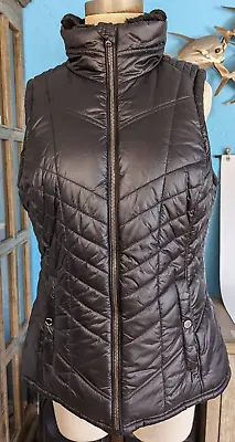 Michael Kors Women’s Black Puffer Vest Full Zip Polyester Size M Faux Fur Lined • $50