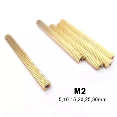 £1.55 • Buy Knurled Brass M2 Threaded Sleeve Rod Bar Stud Round Connector Nut Long Nuts