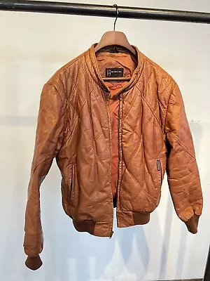 VTG MEMBERS ONLY Men’s Brown Quilted Leather Jacket Europe Craft 40 • $52