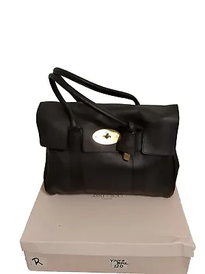 Mulberry Bayswater Black Classic Grain Bag Postman's Lock Brass • $549.99