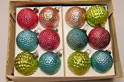 Lot Vintage Glass Feather Tree Mini Color BUMPY BALL Christmas Ornaments Japan 2 • $145