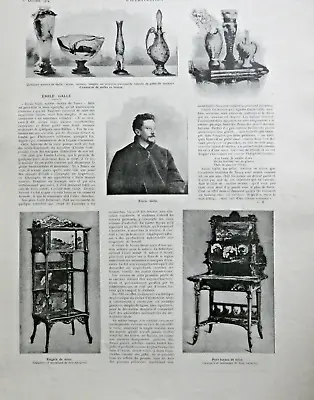 1904 Emile GallÉ Press Item Translucent Glassware Vase Lamp Colors • £8.25