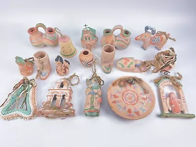 Mexican Pottery  Christmas  Ornaments Handpainted 17 Piece Pieces • $39.95