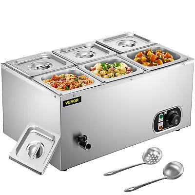 VEVOR Commercial Food Warmer Bain Marie Steam Table Countertop 6-Pan Station • $119.99