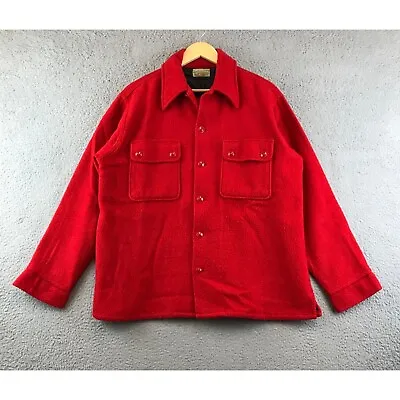 Vintage 60s Northwest Wool Red Flannel Jacket Shirt Size XL • $64.99