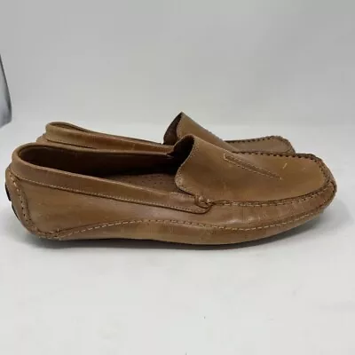 Clarks England Mens Moccasins Shoes Light Brown Leather Slip-On Stitched 9.5M • $24.99