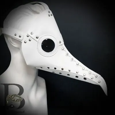 Plague Doctor Mask: Steampunk Long Nose Bird Mask White And Silver Gears • $28.01