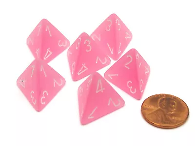 Frosted 18mm 4 Sided D4 Chessex Dice 6 Pieces - Pink With White • $5.71