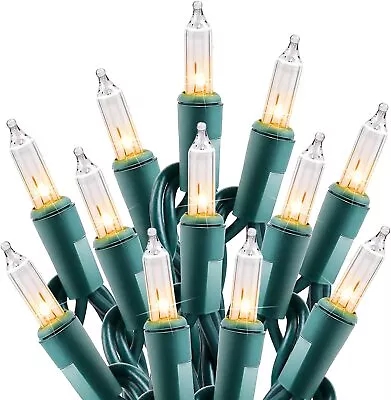 50 Clear Mini Christmas Lights Green Wire 12.4' Total Length • $7.49