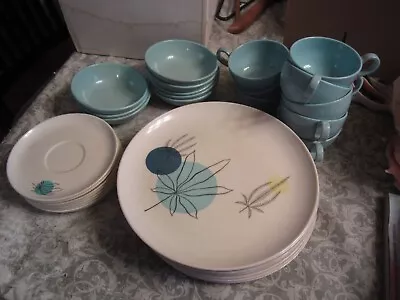 Vintage Melmac Plates Bowls Saucers Cups 32 Pcs FANTASY LINE  1950s USA • $230