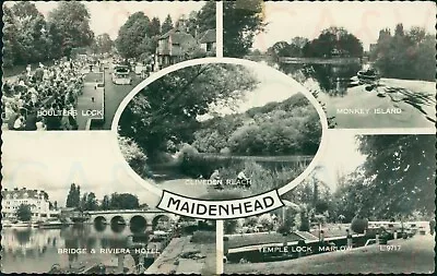 Maidenhead 5 Views Temple Lock Monkey Island Etc 1957 Real Photo Valenitne • £4.10