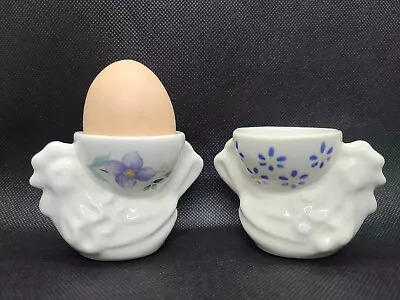 2 Vintage Pfaltzgraff Rooster Floral Egg Cups Dual Sided Design • $14